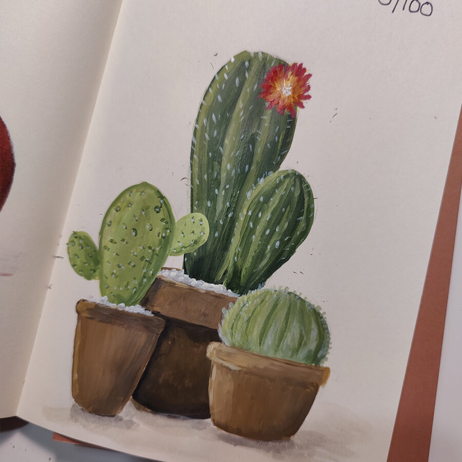 The100dayproject. Illustration av kaktusar